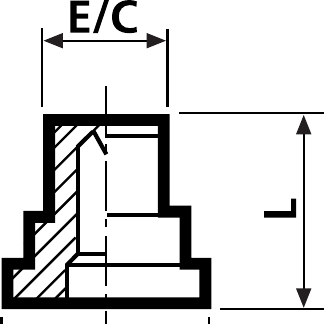 Esquema dimensional de la boquilla TOBE Tipo NC 3/4
