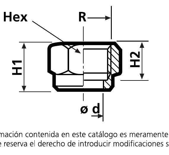 Esquema dimensional de la tuerca TOBE Tipo NC 3/8